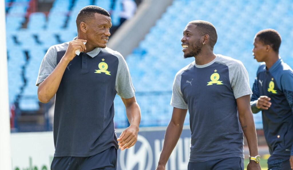 Aubrey Modiba and Mothobi Mvala during match inspection