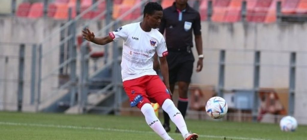 Azola Ntsabo in action for Chippa United in the DStv Premiership