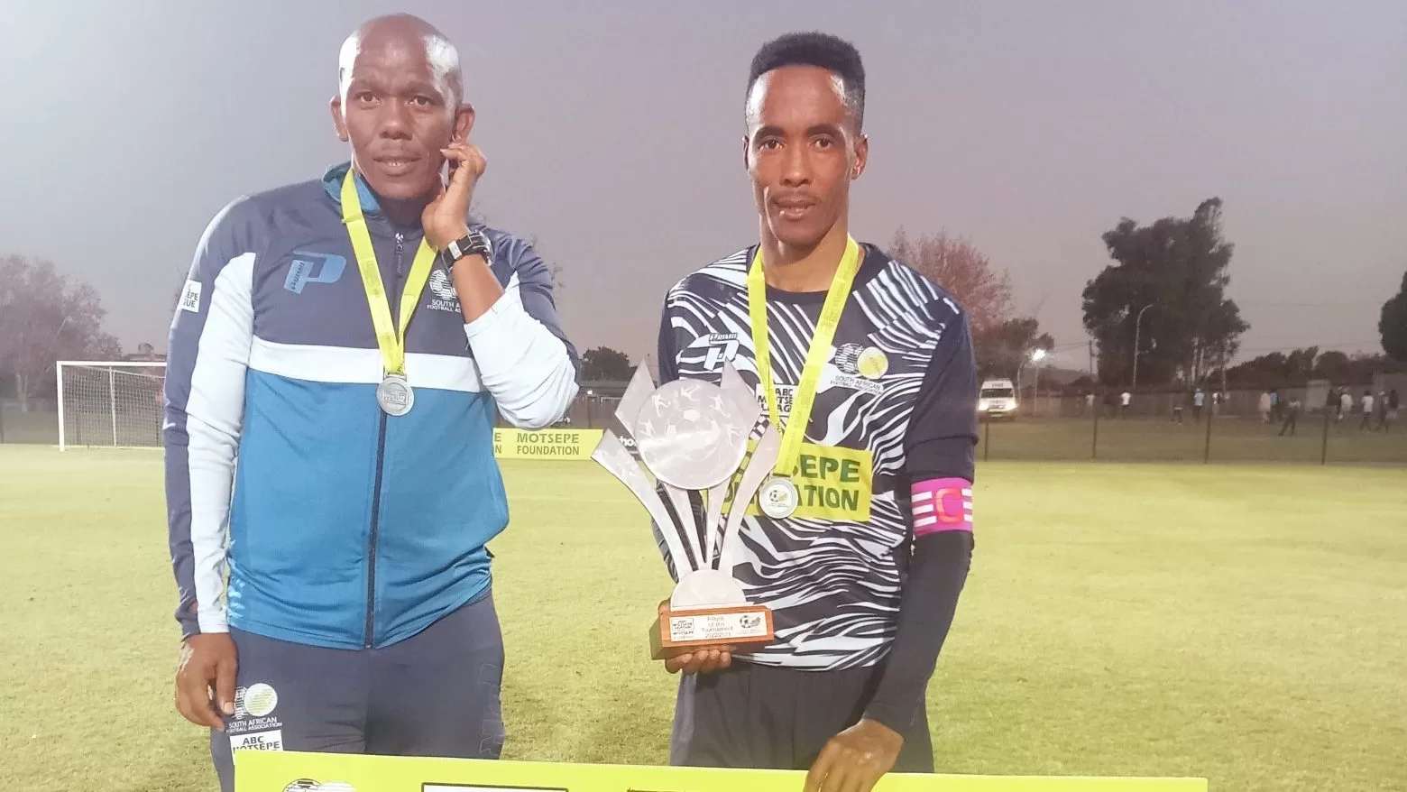 Coach Pogisho Makhonye and Atisang Batsi during the ABC Motsepe League national playoffs.
