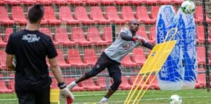 Jackson Mabokgwane at Orlando Pirates training