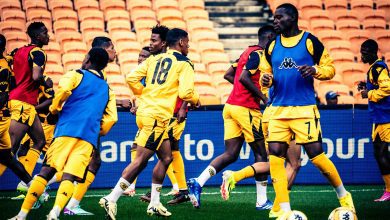 Kaizer Chiefs during a warm up session in the DStv Premiership