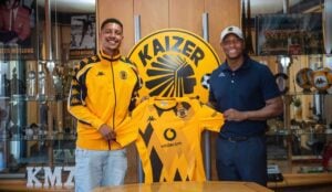 Kaizer Motaung Jr with Luke Fleurs at Kaizer Chiefs Village