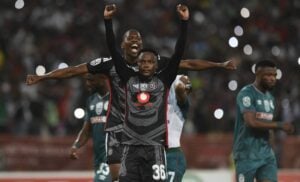 Orlando Pirates celebrating after beating AmaZulu FC