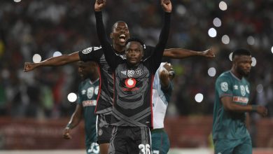 Orlando Pirates celebrating after beating AmaZulu FC