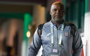 Pitso Mosimane arriving for Abha Club match in the Saudi Pro League