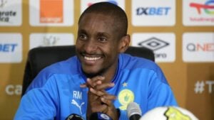 Rulani Mokwena addressing the media