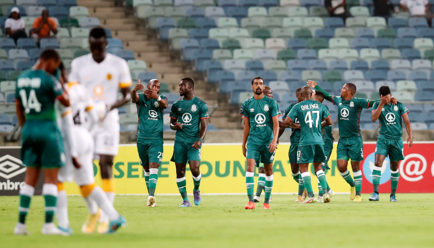 AmaZulu FC celebrating a goal scored against Kaizer Chiefs