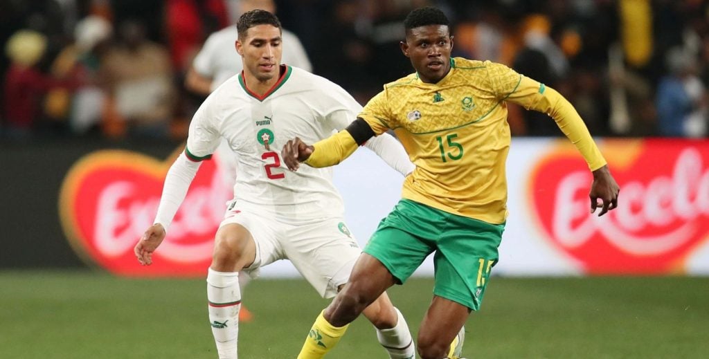 Bathusi Aubaas in action for Bafana Bafana