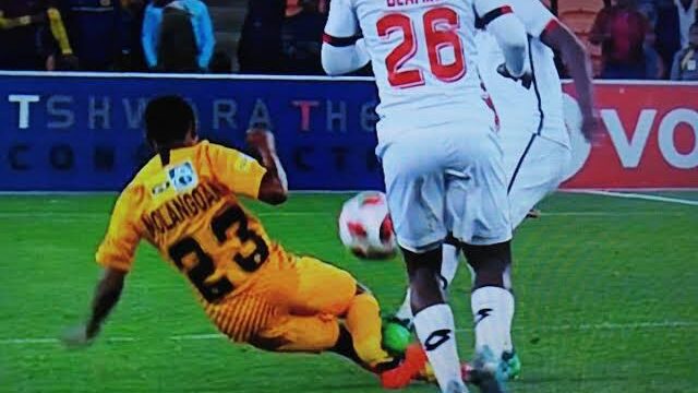 The career-threatening injury sustained by former Kaizer Chiefs midfielder Joseph Molangoane against Free State Stars.