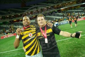 Itumeleng Khune and Rainer Dinkelacker
