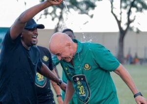 Miguel Gamondi with Yanga SC president Engineer Hersi Said