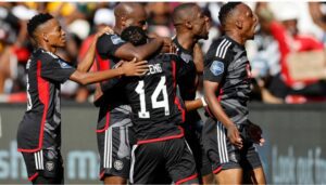 Orlando Pirates players celebrate a victory in the DStv Premiership