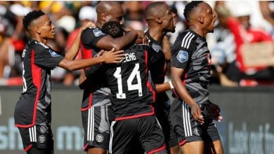 Orlando Pirates players celebrate a victory in the DStv Premiership