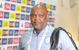 Celebrated South African coach Pitso Mosimane arrives for Abha Club's match against Al Hazm
