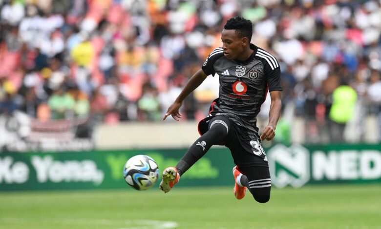 Relebohile Mofokeng in action for Orlando Pirates in the Nedbank Cup