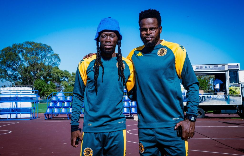 Reneilwe Letsholonyane and Willard Katsande during a Kaizer Chiefs event