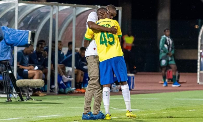 Rulani Mokwena and Thembinkosi Lorch on the pitch