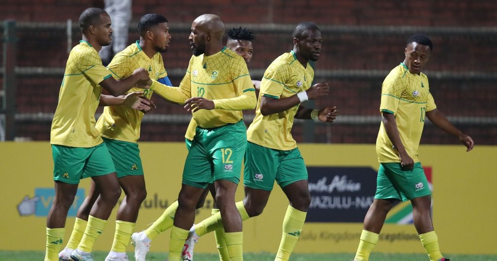Tshegofatso Mabasa in action for Bafana Bafana in the COSAFA Cup