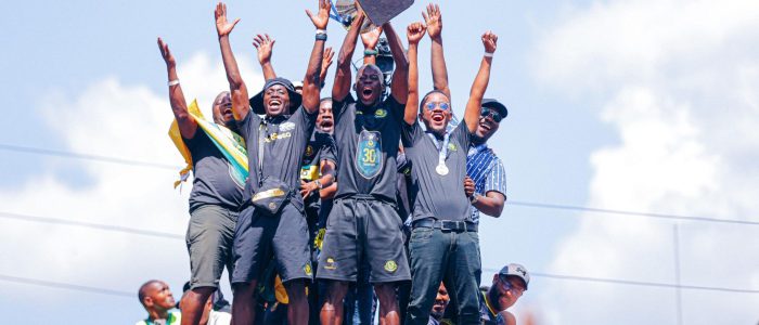 Yanga players celebrating 30th league title