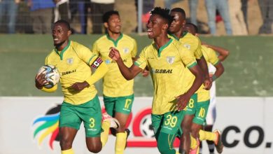 Ananias Gebhardt of Baroka running after scoring