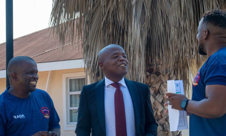 Chippa United coaches alongside chairman Chippa Mpengesi