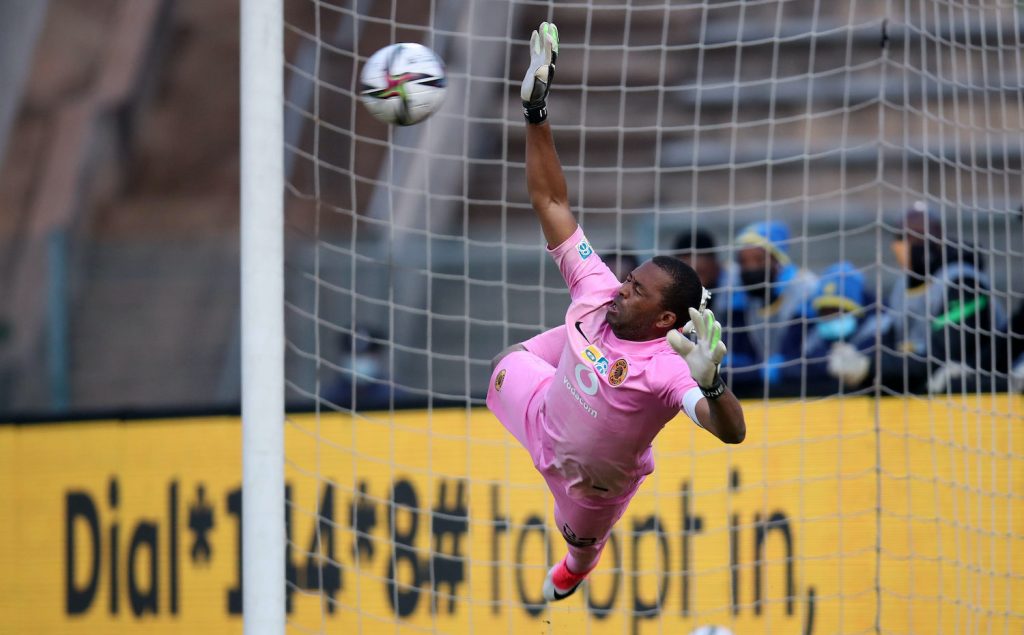 Itumeleng Khune of Kaizer Chiefs about to kick a ball during a game