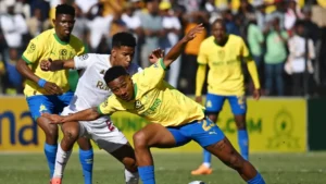 Jayden Adams v Mamelodi Sundowns.