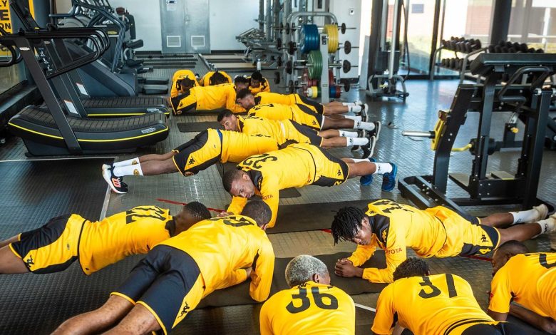 Kaizer Chiefs players at training