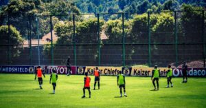 Kaizer Chiefs players during a training session at Naturena
