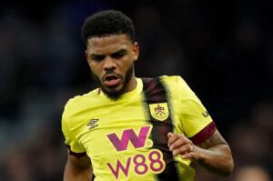 Lyle Foster in action for Burnley FC in the EPL