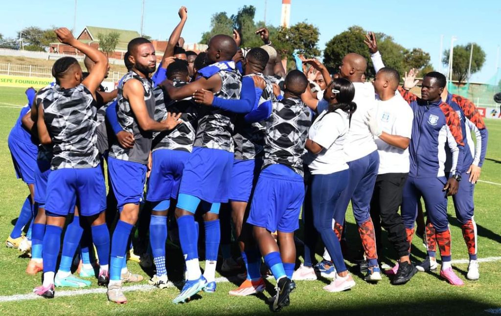 Magesi FC players celebrate after the match in the Motsepe Foundation Championship