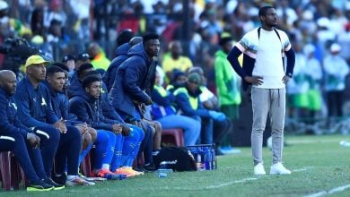 Mamelodi Sundowns bench with Rulani Mokwena