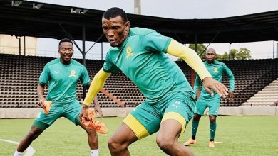 Mothobi Mvala during Mamelodi Sundowns' training session