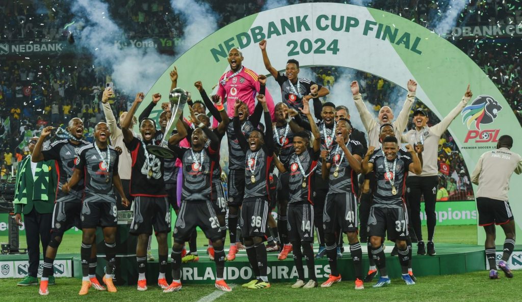 Orlando Pirates winning their Nedbank Cup win. Orlando Pirates heroes Relebohile Mofokeng, Sipho Chaine, and Monnapule Saleng have reacted to the club’s Nedbank Cup triumph, with one player declaring: “We always break their hearts.”