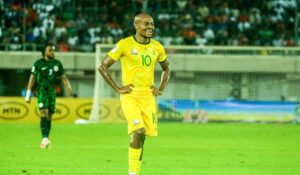 Percy Tau of Bafana Bafana in action