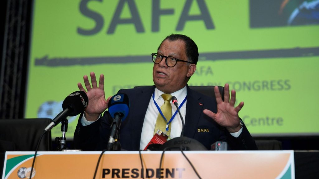 SAFA president Danny Jordaan addressing the media