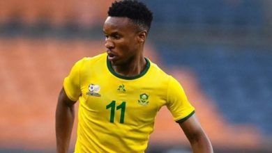 Themba Zwane in Bafana Bafana colours