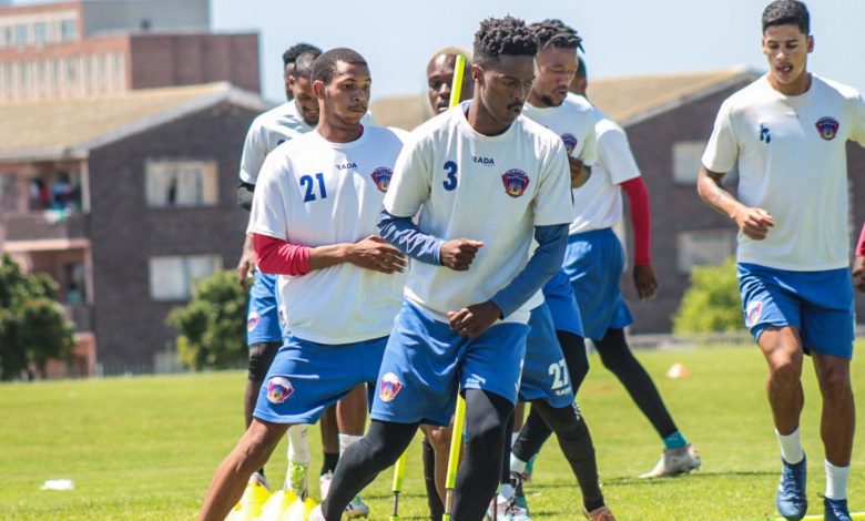 Azola Ntsabo at training with Chippa United