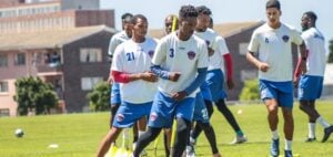 Azola Ntsabo at training with Chippa United