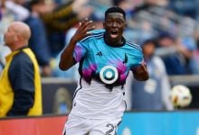 Bongokuhle Hlongwane celebrated a goal for Minnesota United in the MLS