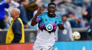 Bongokuhle Hlongwane celebrated a goal for Minnesota United in the MLS