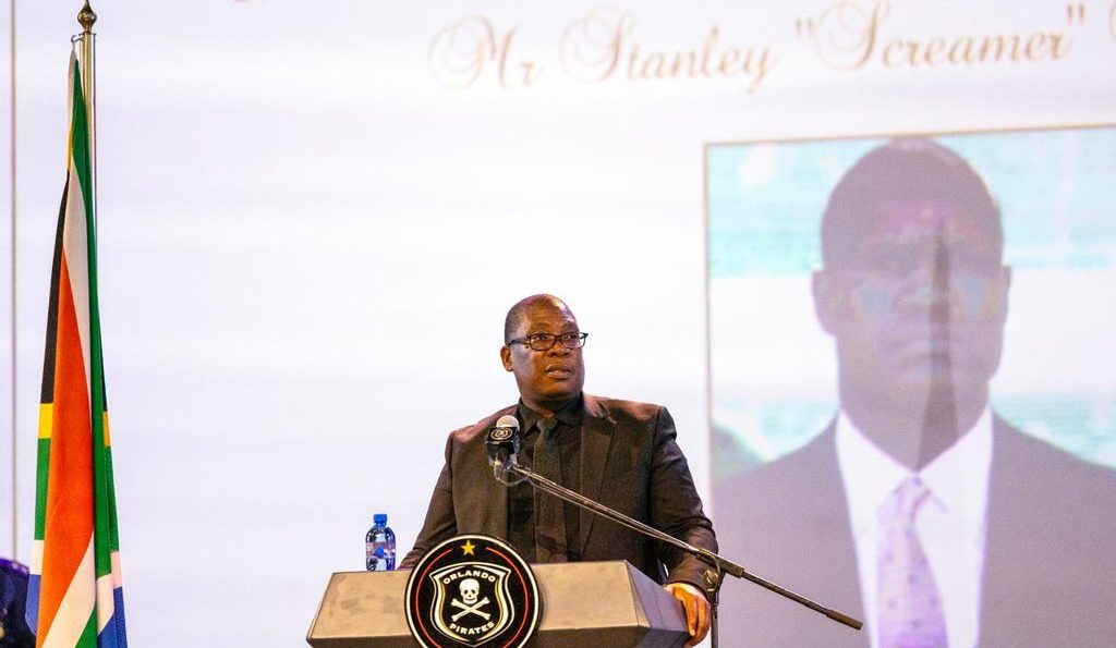 Gauteng Premier Panyaza Lesufi at the funeral of SA legend Stanley Screamer Tshabalala