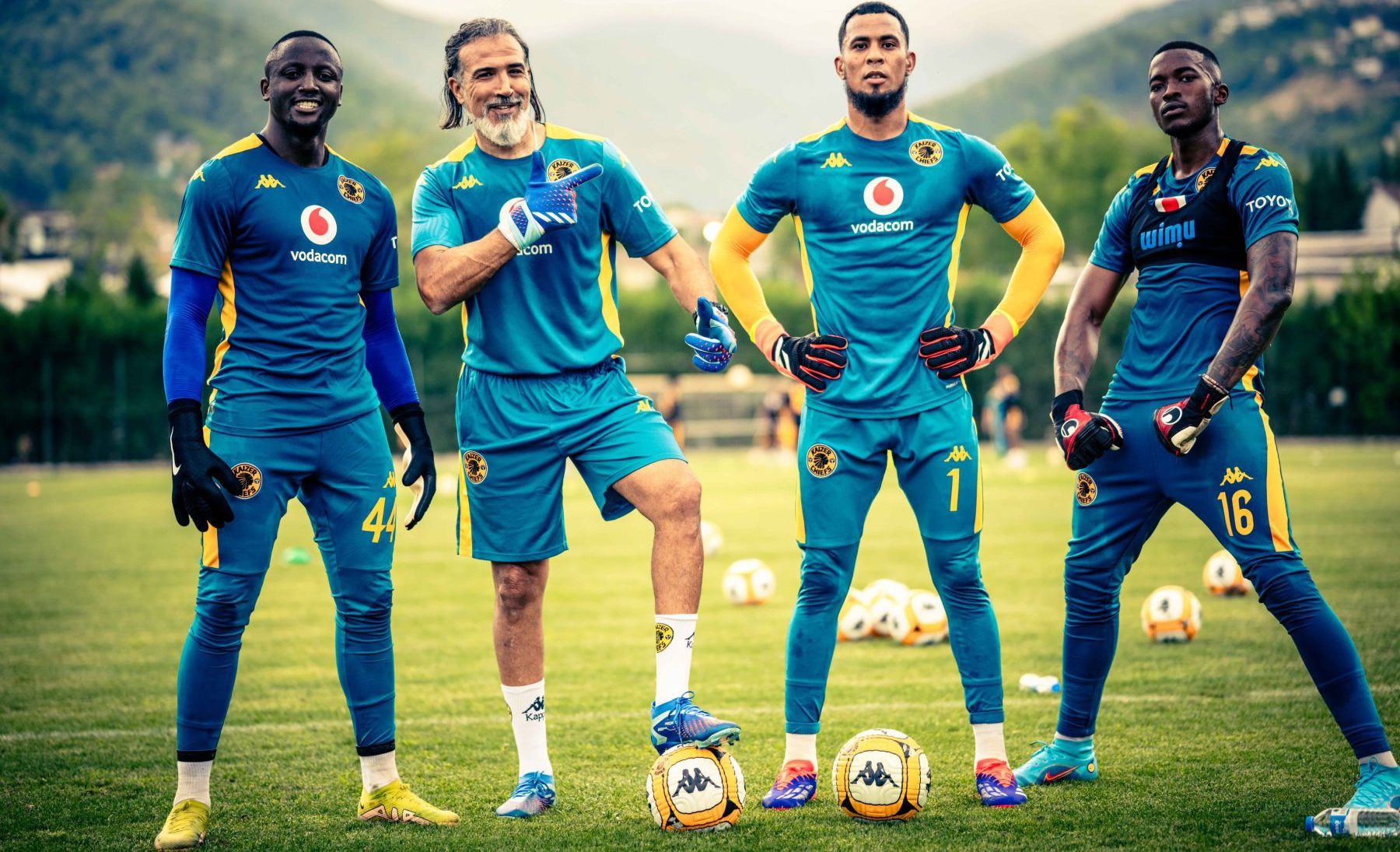 Kaizer Chiefs goalkeepers including coach Ilyes Mzoughi and Bontle Molefe