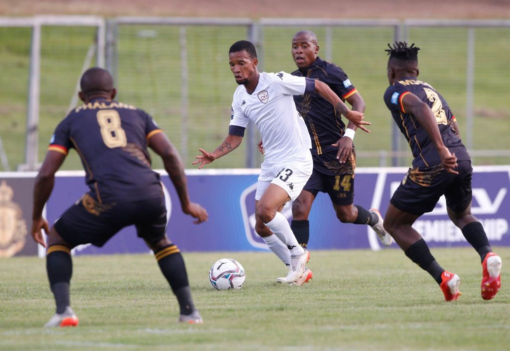 Katlego Cwinyane of Orlando Pirates in action for Sekhukhune United