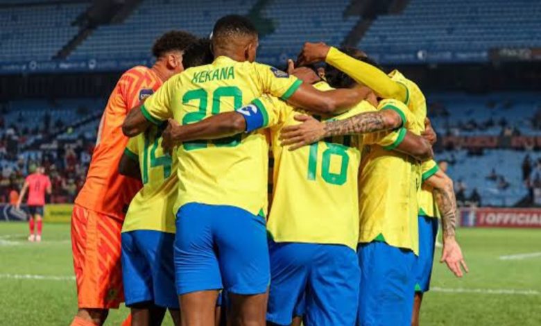 Mamelodi Sundowns players celebrate a victory