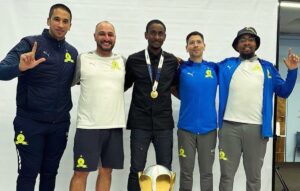 Rulani Mokwena and members of his Mamelodi Sundowns technical team