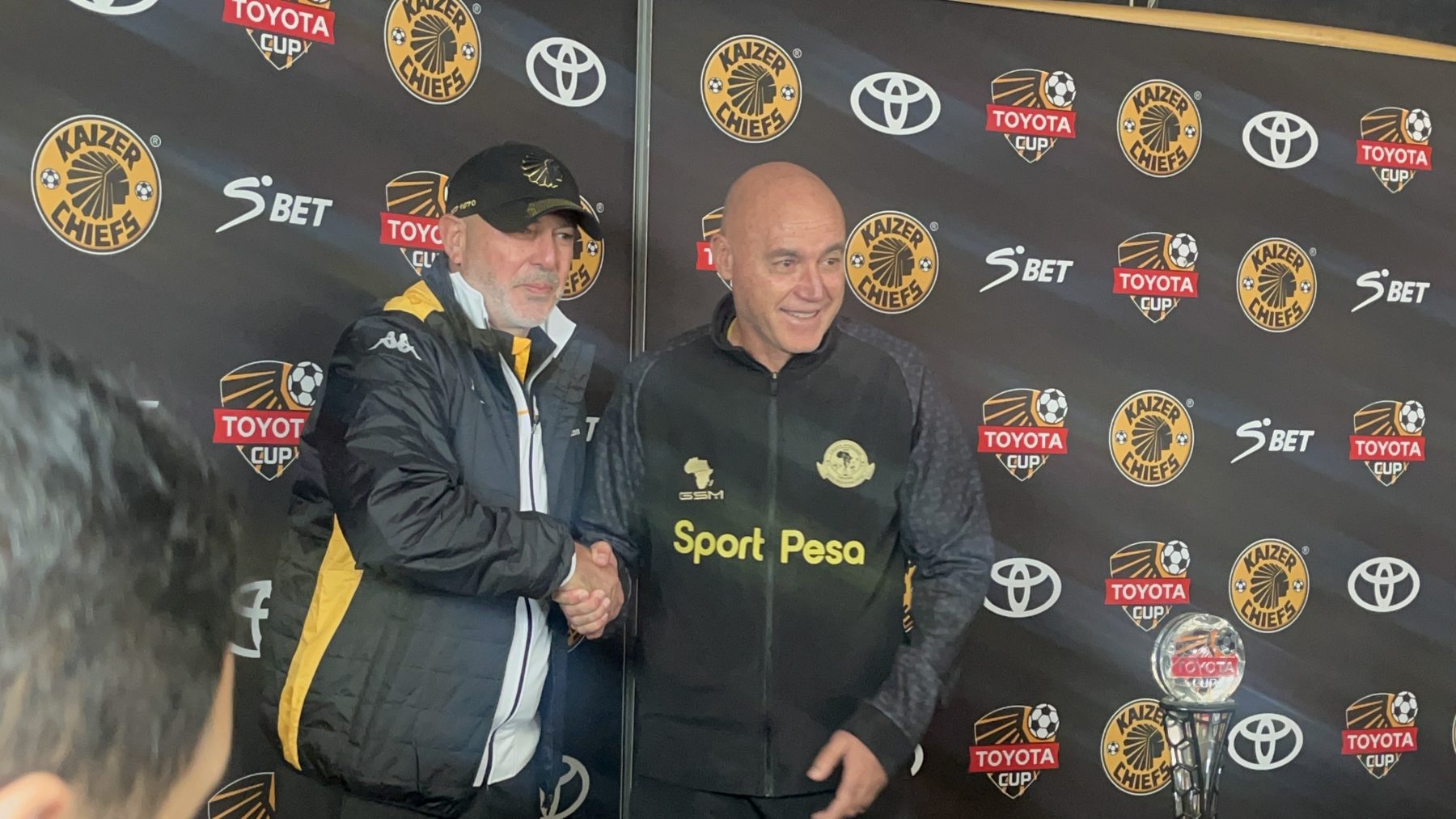 Nasreddine Nabi, newly appointed Kaizer Chiefs coach, and his Young Africans successor Miguel Gamondi