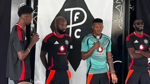 Orlando Pirates' trio Thabiso Monyane, Deon Hotto and Makhehlene Makhaula