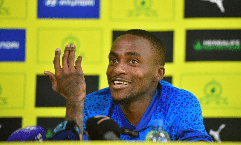 Thembinkosi Lorch of Mamelodi Sundowns addressing the media