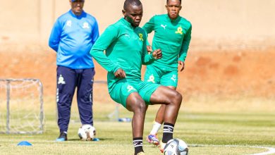 Asekho Tiwani of Mamelodi Sundowns at training